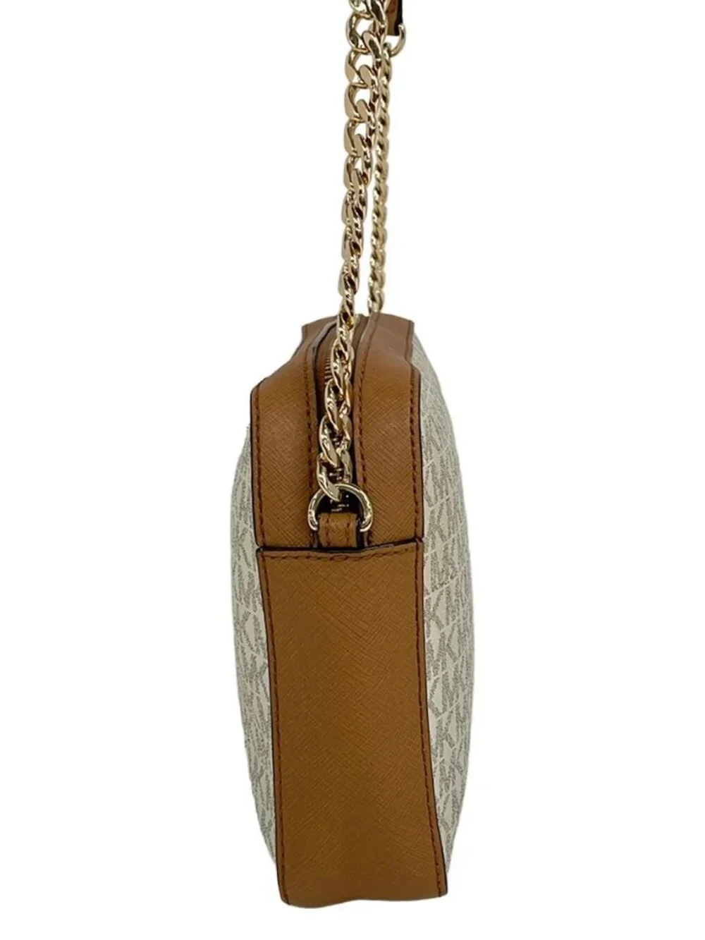 MICHAEL KORS White Light Brown PVC Shoulder Bag